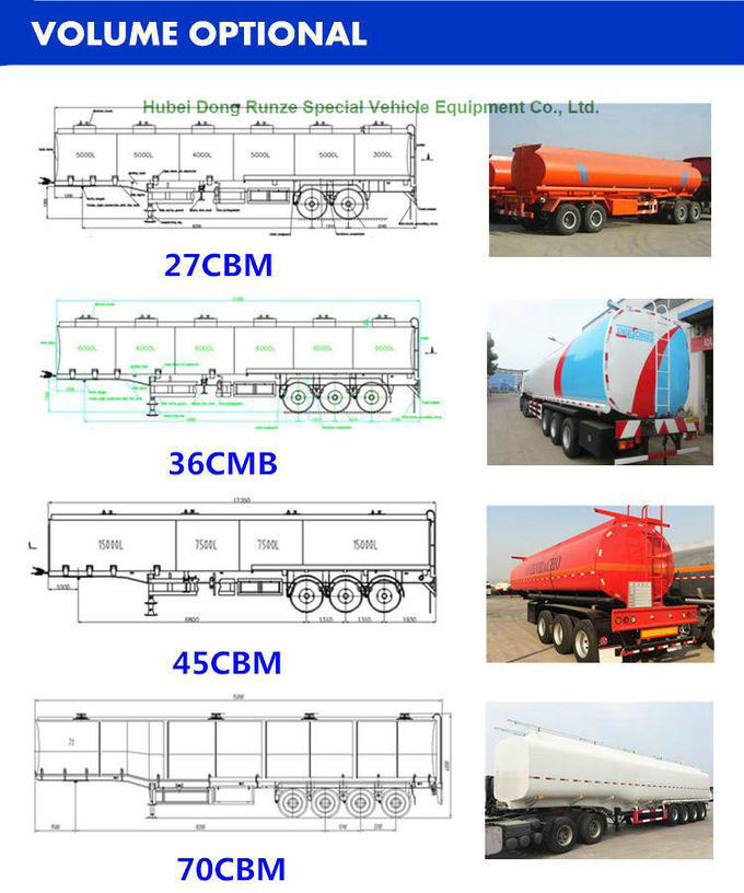 50半-55Cbm 3の車軸ステンレス鋼のタンカーのトレーラー オイル、ディーゼル、ガソリン、燈油50KL - 55Kリットル